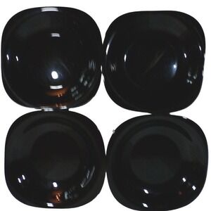 Corelle Black Square Pasta Bowls Four Plates‎ FRANCE MCM Asian 8"